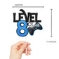 Caiwowo Level 8 Game Birthday Cake Topper - Blue Paper Decoration for Boys 8th Birthday Party