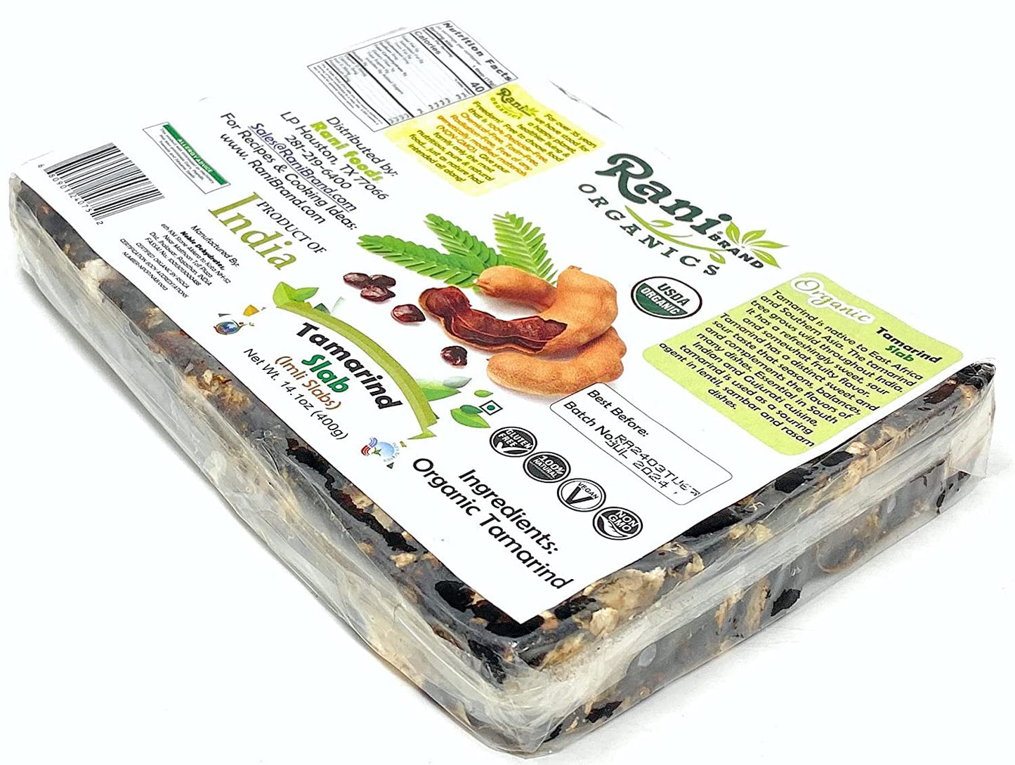 Rani Organic Tamarind Slabs (Imli Slabs) 14oz (400g) ~ All Natural | No added sugar | Vegan | Gluten Free | NON-GMO | Indian Ori