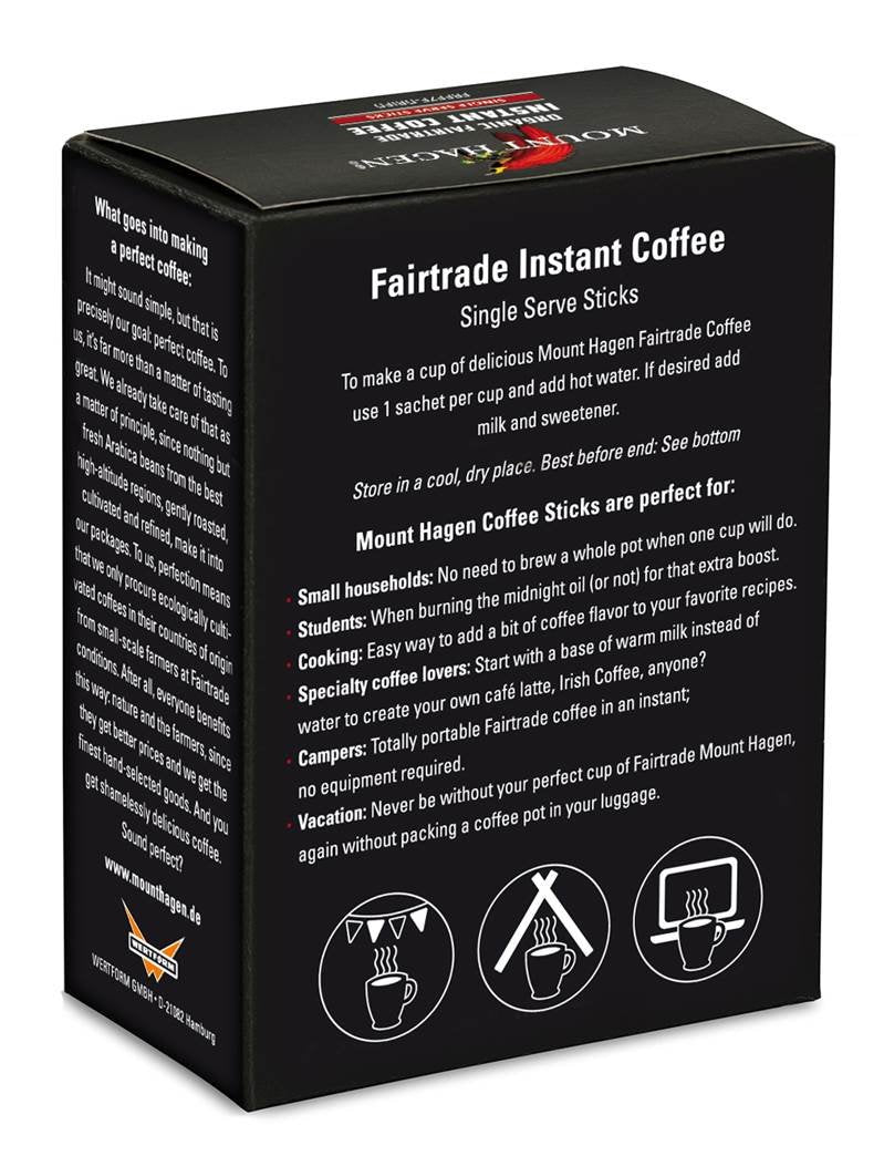 Mount Hagen Organic Medium Roast Instant Coffee Packets - 25 Count (Pack of 8) - Eco-friendly, Fair-Trade - Black