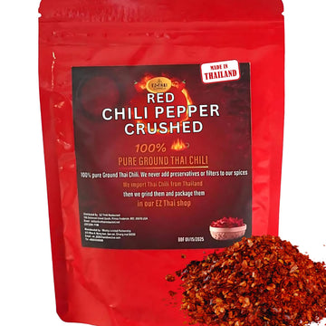 EZ THAI - Chili Pepper Flakes 3.5oz - Thai Red Chilli Crushed Powder Seasoning Spice for Chinese, Mexican, & Asian Cooking Cuisi