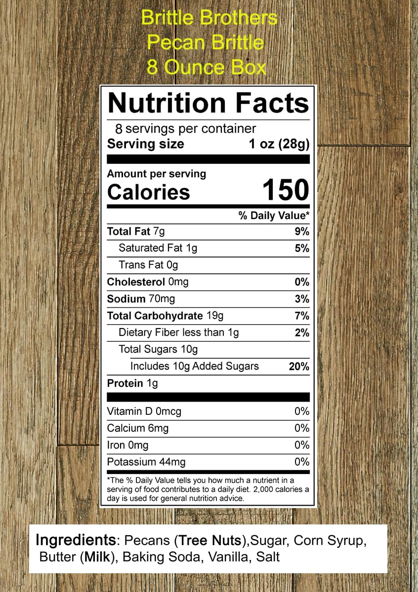 Brittle Brothers Pecan Brittle - 8 oz. Box : Voted #1-4xs more Nuts - Gift Pack Cashew Pecan Bacon Corporate Christmas Mother Fa