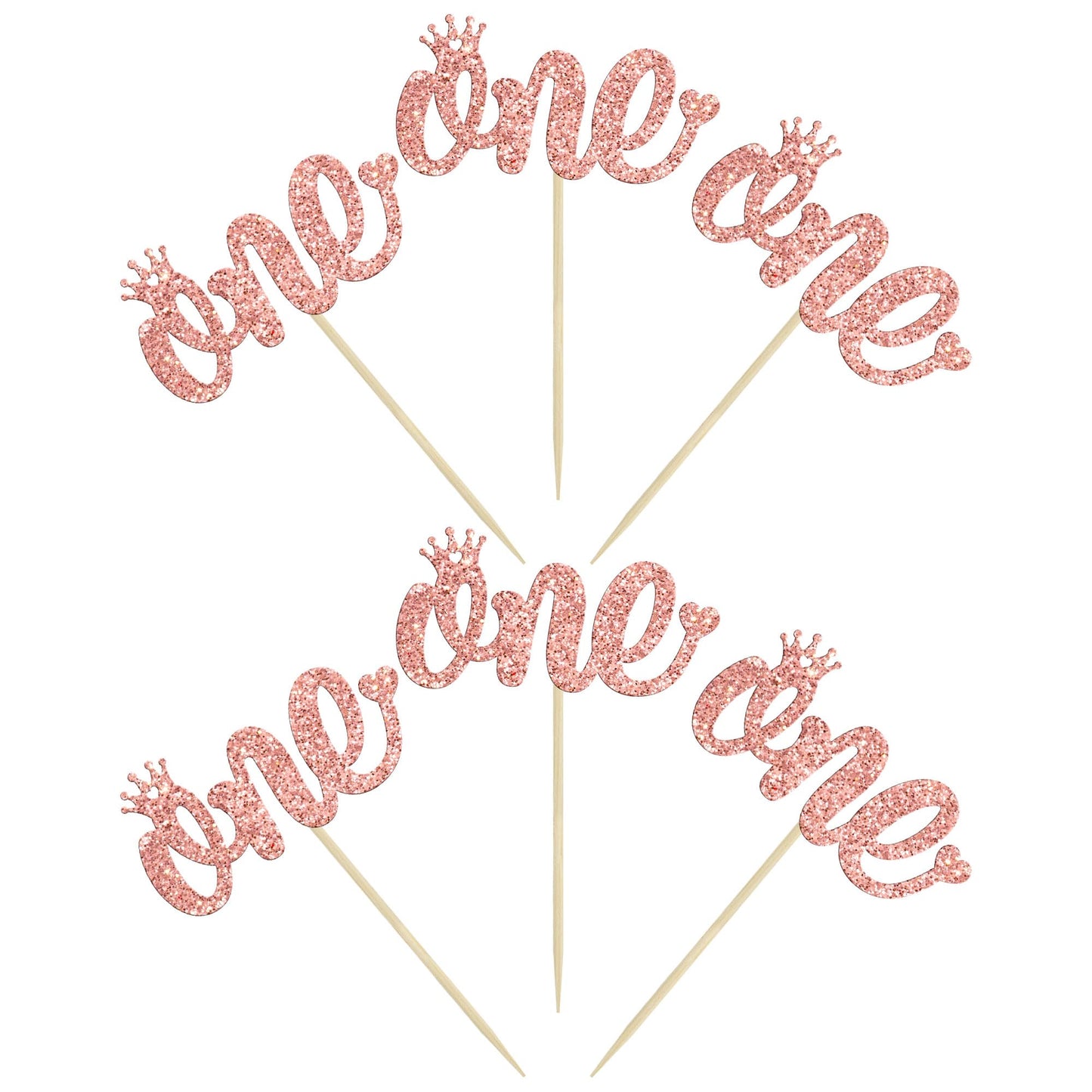 Gyufise 24 Pack Rose Gold One Cupcake Toppers 1St Birthday Cupcake Picks For Baby Shower Kids First Birthday Party Cake Decorati