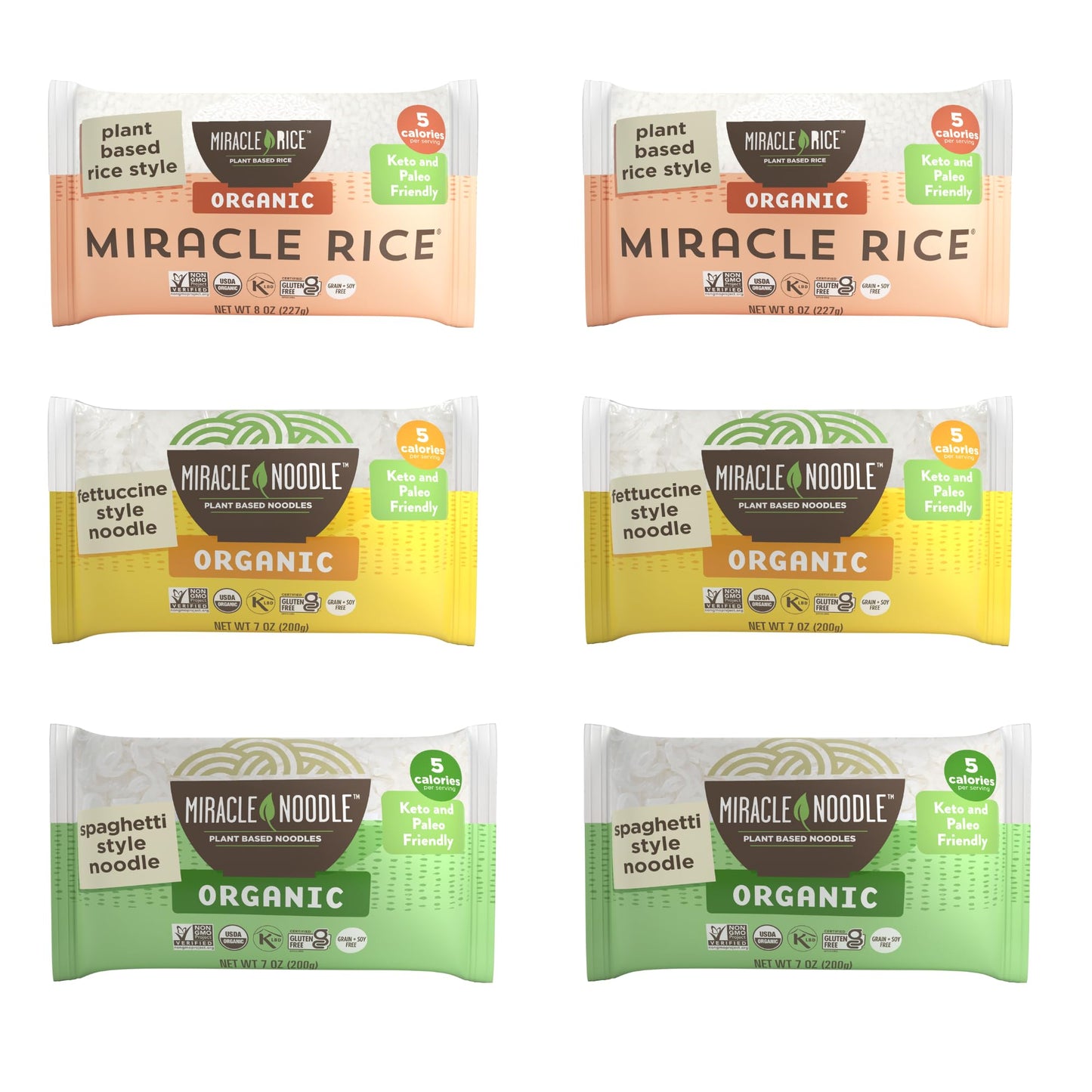 Miracle Noodle Organic Variety Pack - Shirataki Noodles & Rice, Low Carb, Gluten Free, Keto Friendly, 42 Ounce (Pack of 1)