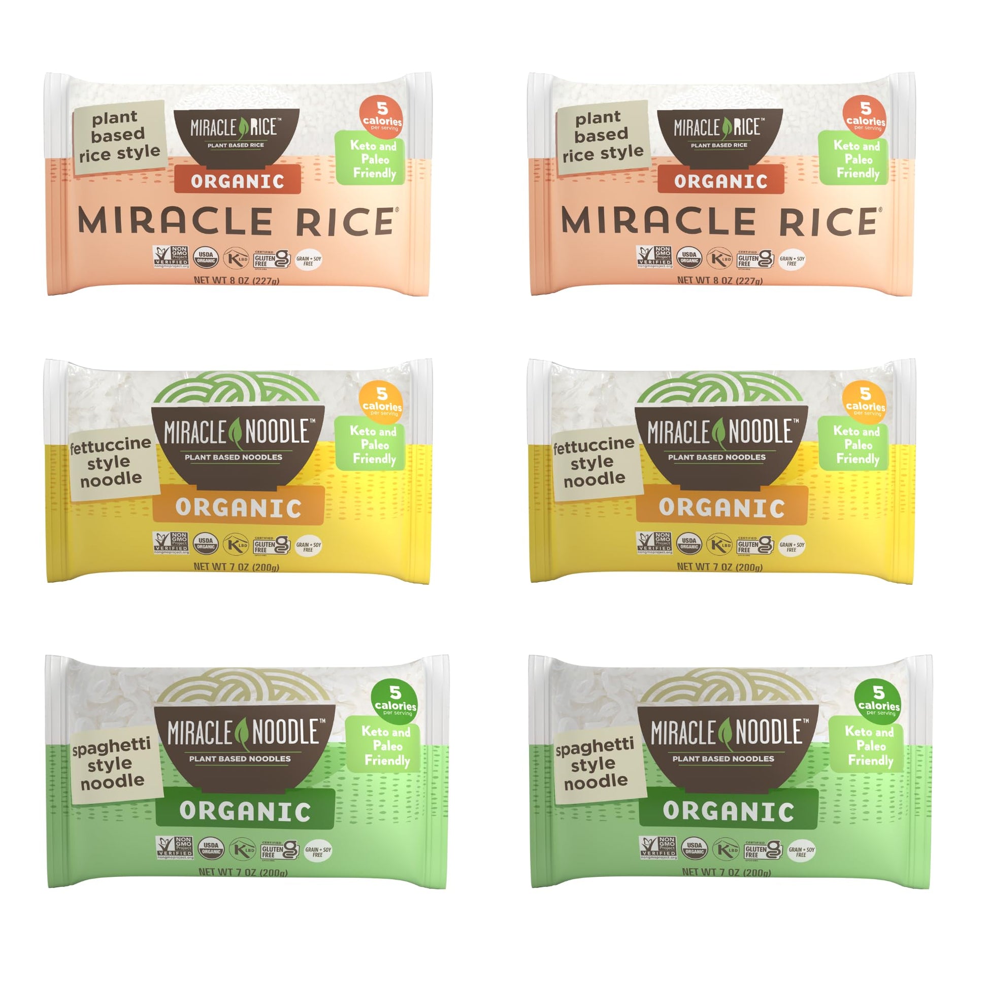 Miracle Noodle Organic Variety Pack - Shirataki Noodles & Rice, Low Carb, Gluten Free, Keto Friendly, 42 Ounce (Pack of 1)