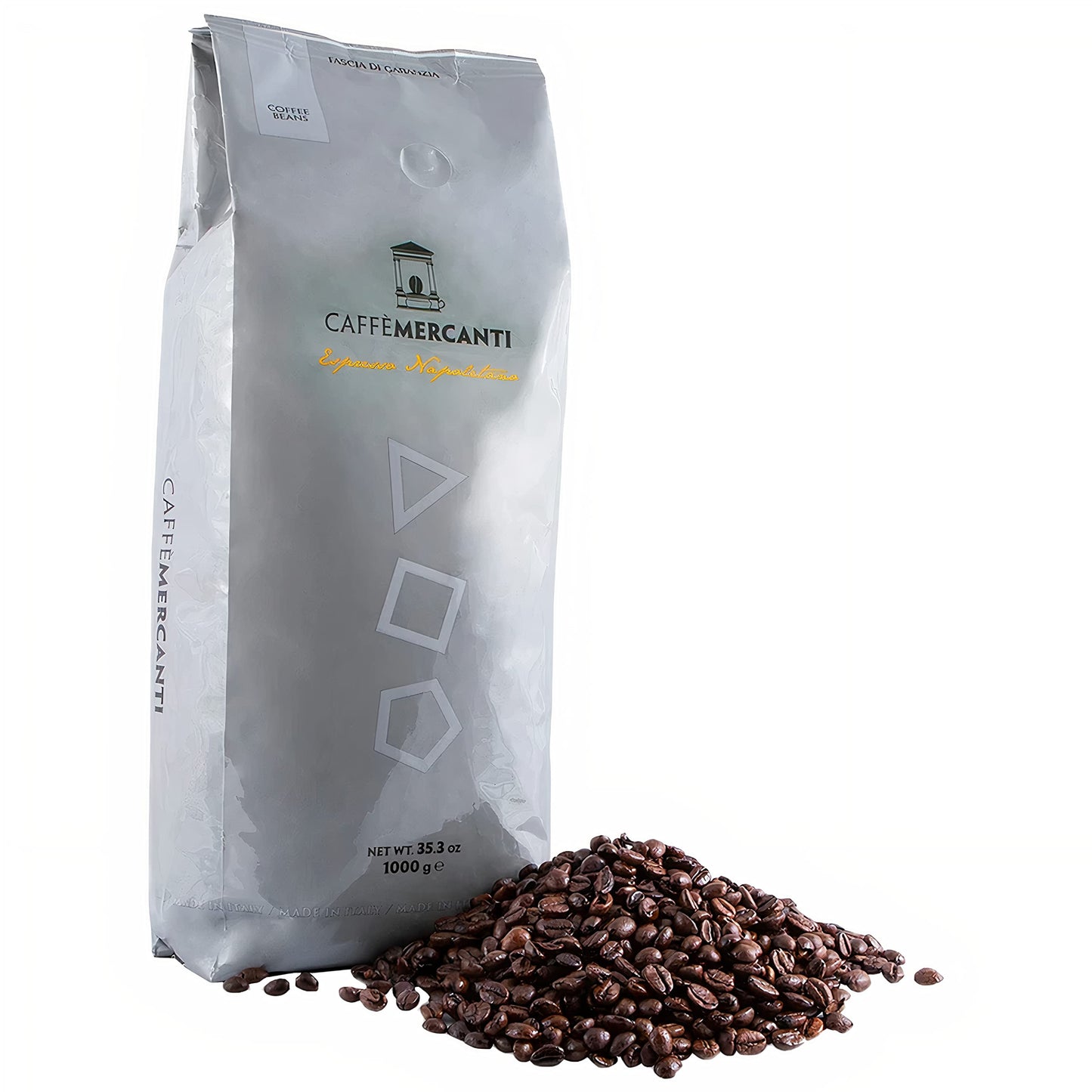Piazza Mercanti Caffe Oro Italian Roast Coffee Whole Beans - 2.2lb Bag - Non-GMO