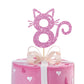 MINUET MINUTE Cat Eight Cake Topper, Pink Glitter, Birthday Party Decoration for 8th Birthday Girl