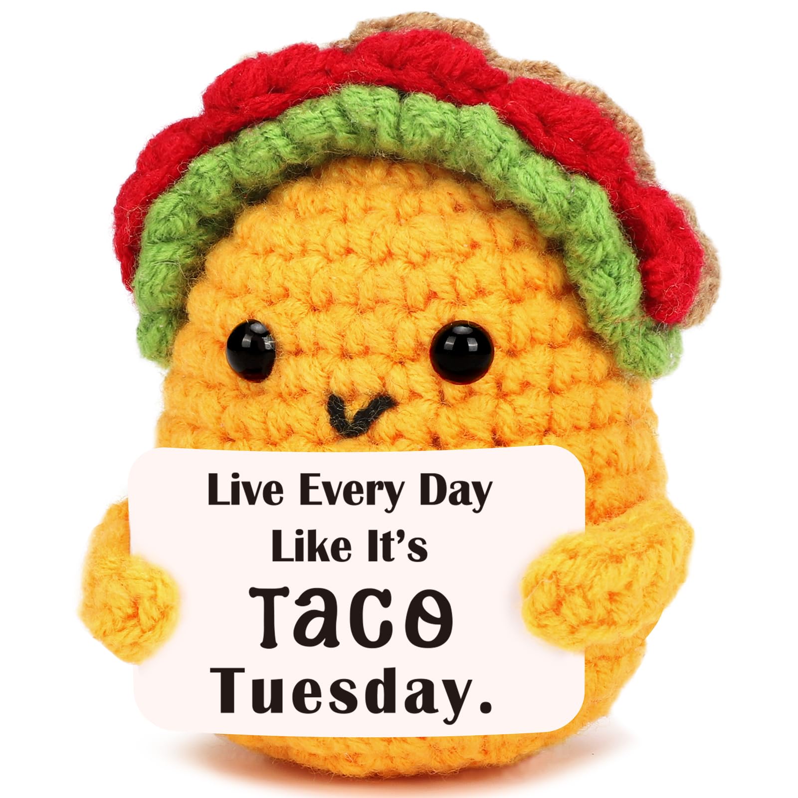 Mini Christmas Motivation Gifts for Women Men Handmade Positive Crochet Taco Tuesday Gift for Stress Relief Coworker Birthday En