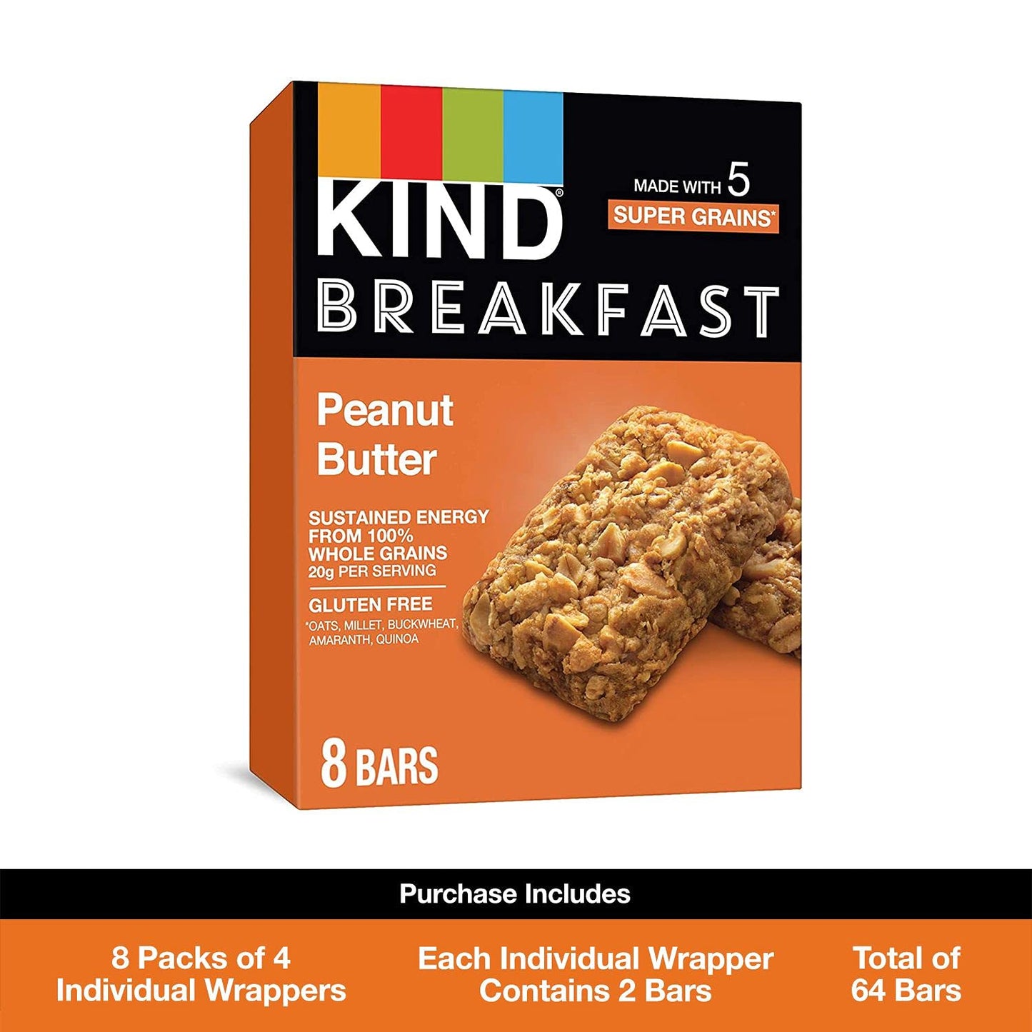 KIND Breakfast Bars, Peanut Butter, Healthy Snacks, Gluten Free, 32 Count