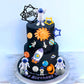 40Pcs Astronaut Space Cake Toppers Outer Space Astronaut Figurine Meteorite Planet Rocket Stars And Gold Silver Ball Space Theme