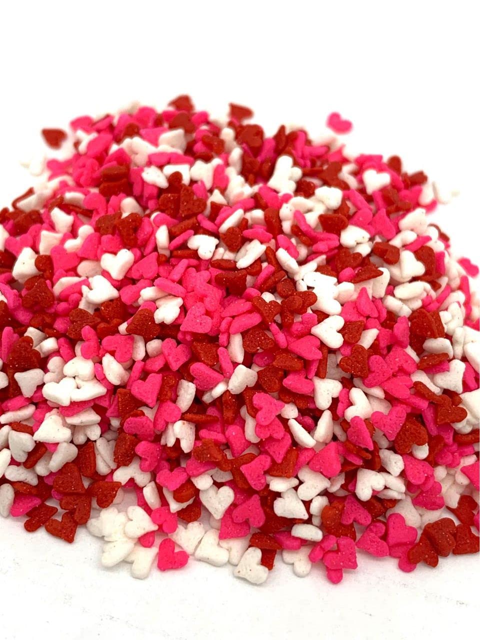 Mini Red, White & Pink Hearts, Valentine Sprinkles, Bulk Size (8 Oz.Resealable Zip Lock Bag)