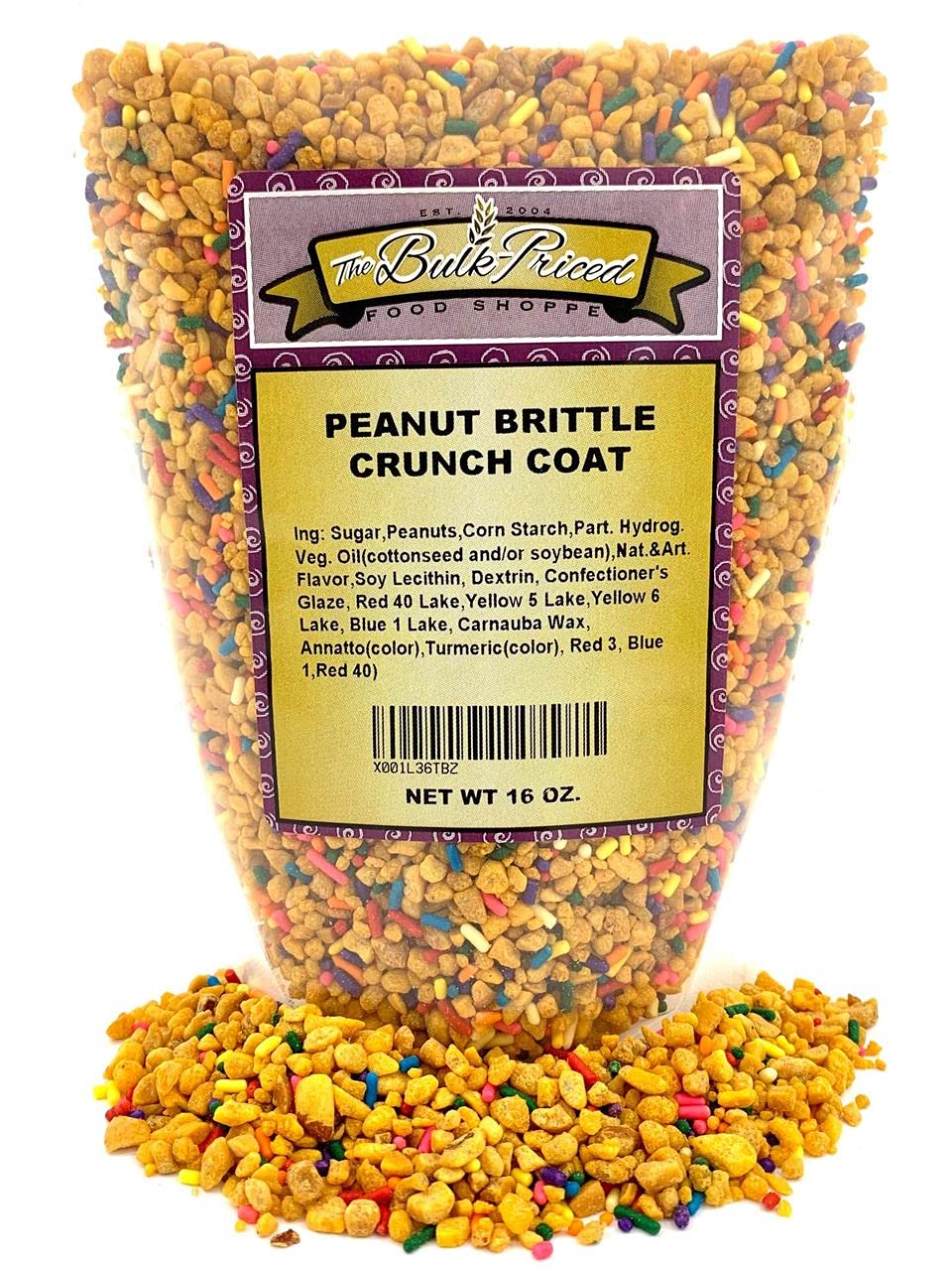 The Bulk-Priced Food Shoppe Peanut Brittle Crunch Coat Ice Cream Topping (1 Lb. Resealable Zip Lock Stand Up Bag), Kosher