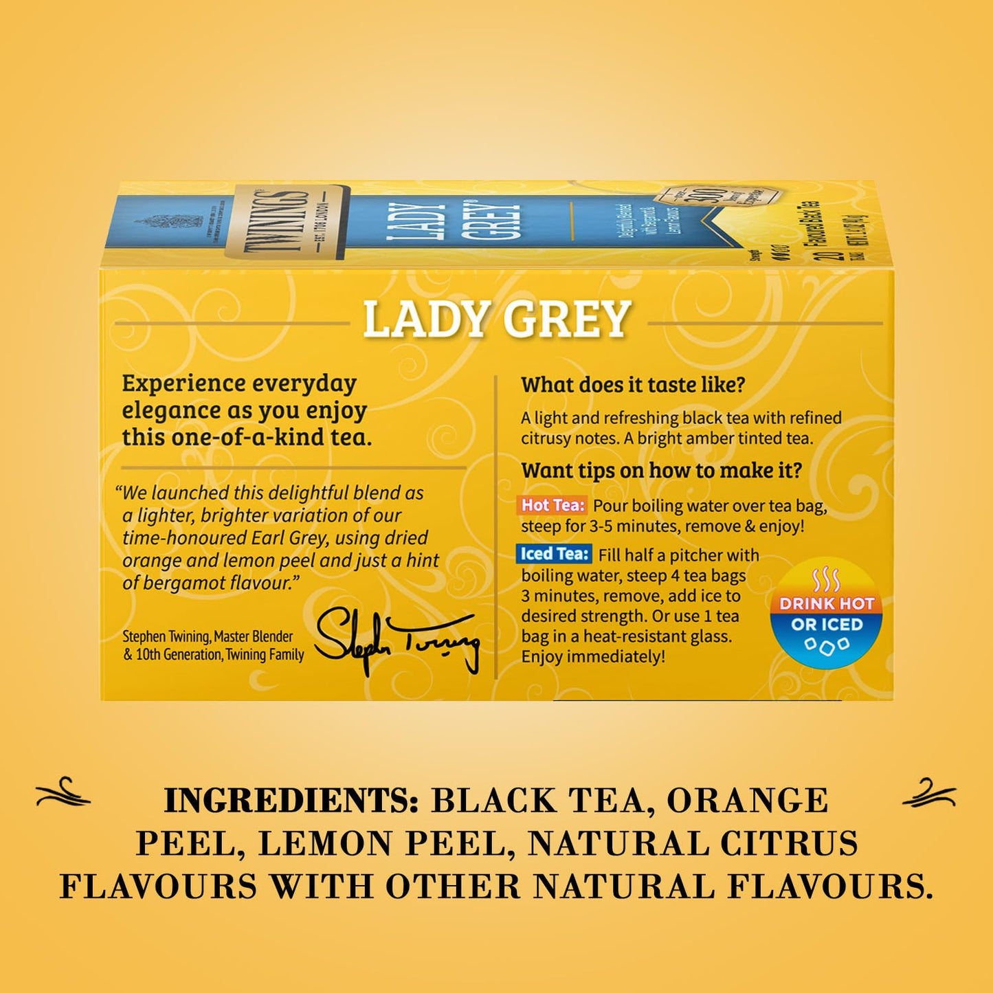 Twinings Lady Grey Tea Bags, Black Tea with Citrus Flavors, Caffeinated, 20 Count (Pack of 3)