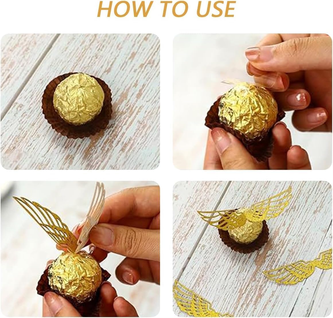 103 Pcs Wizard Party Chocolate Decoration, With 3 Pcs Gold Goal Posts, 50Pcs Golden Wings Chocolate Wafer Cupcake Toppers With 5