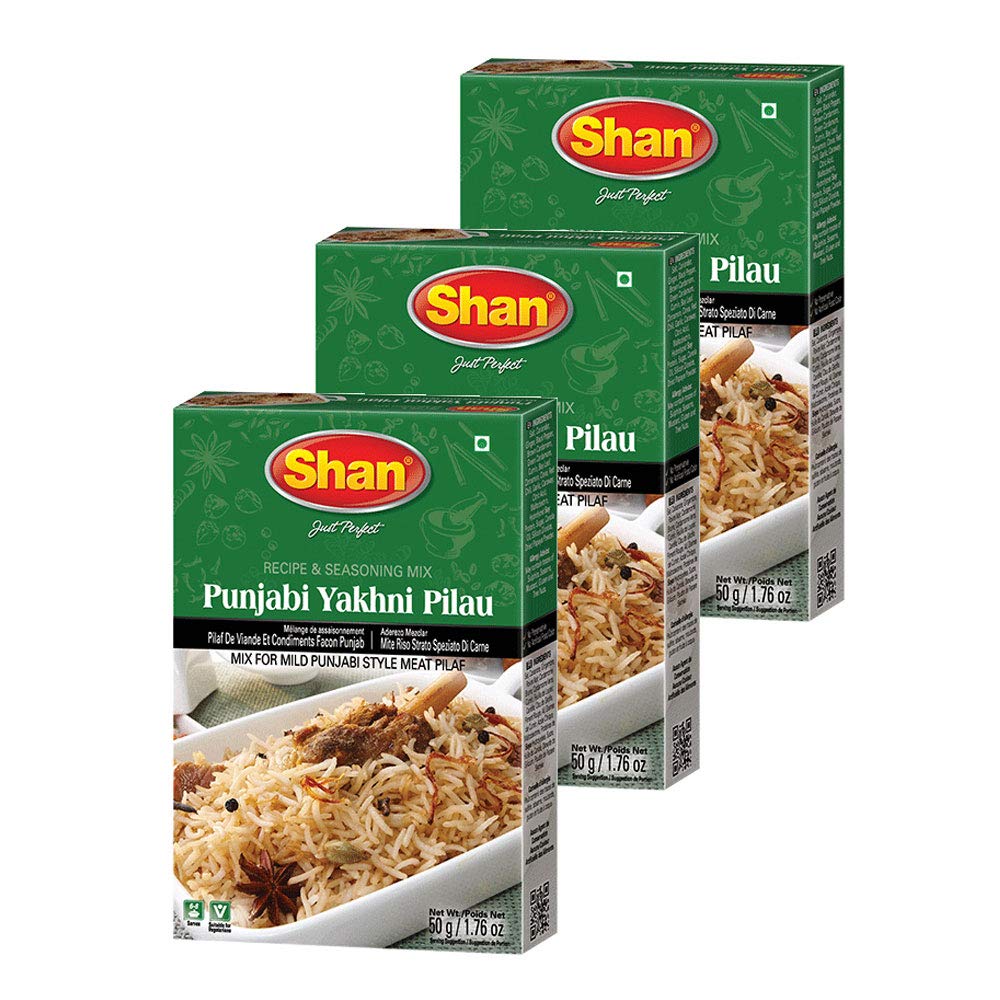 Shan Punjabi Yakhni Pilau Masala Powder, Biryani Spice Mix for Meat Pilaf, 50g (Pack of 3), Vegan, Gluten-Free