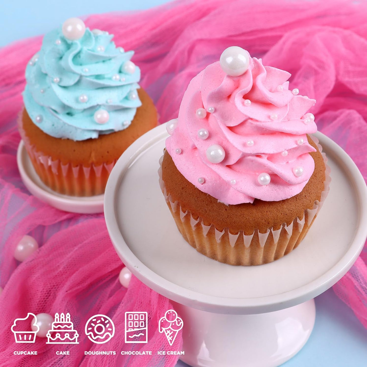 Cobakey Pearl Sprinkles For Cake Decorations 3.52 Ounce Edible White Sprinkles For Cupcake Toppers Wedding Party Valentines Hall