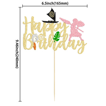 1Pc Moa Inspired Cake Topper Black Glitter Palm Leaf Flower Happy Birthday Cake Pick Decoration For Tropical Hawaiian Luau Theme