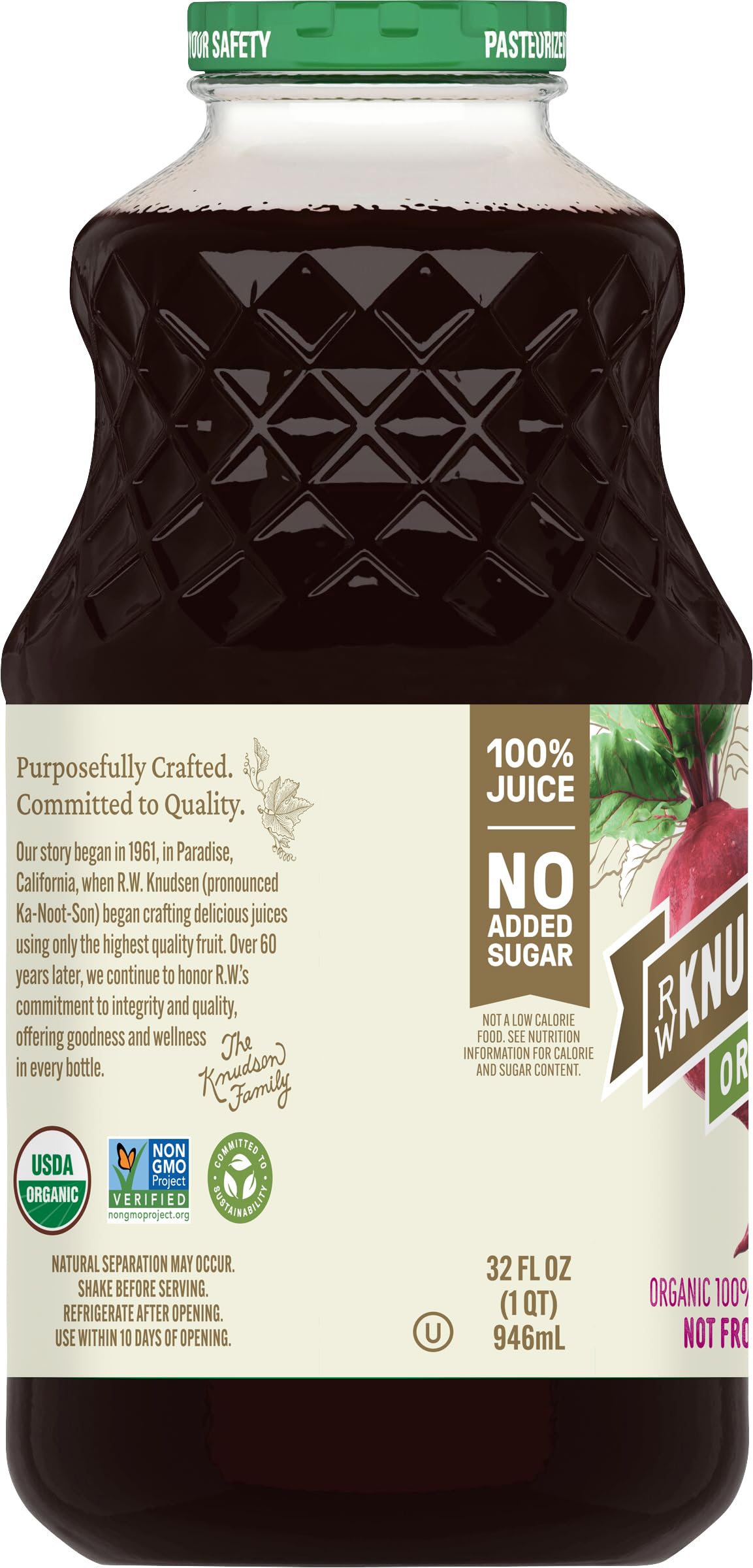 R.W. Knudsen, Juice, Og2, Beet, 32 Fl Oz (Pack Of 6) (Gluten Free Gmo Free 95%+ Organic)