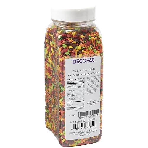 Decopac Autumn Fusion Mix Candy Sprinkles, 26Oz, Fancy Sprinkles In Handheld Container, Edible Sprinkles For Celebration Cakes, Cupcakes, Cookies And Donuts