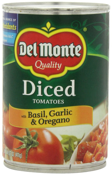 Del Monte Diced Tomatoes Basil, Garlic and Oregano, 14.5-Ounce (Pack of 8)