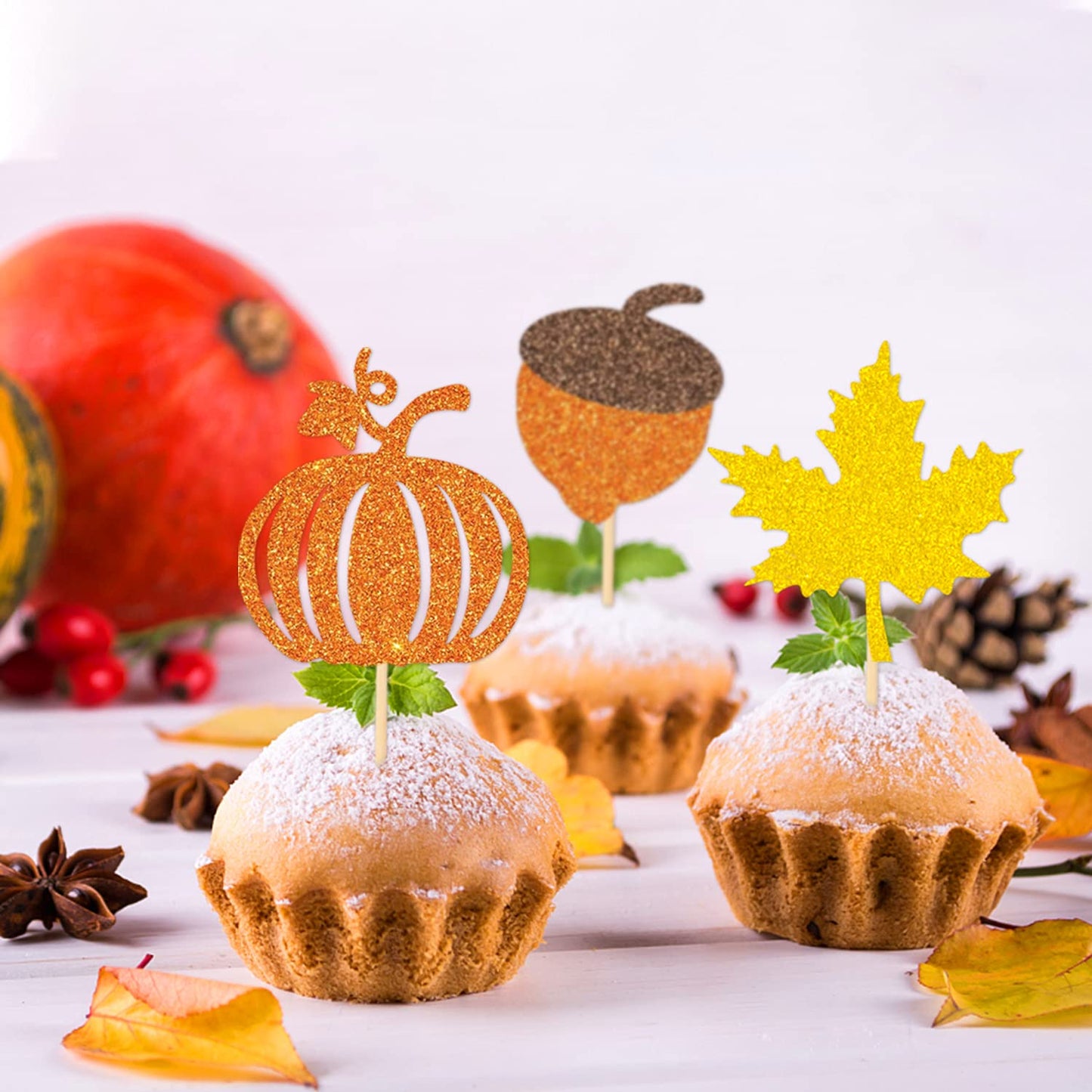 48 Pcs Thanksgiving Cupcake Toppers Fall Cupcake Toppers Thanksgiving Cake Decorations Happy Thanksgiving Cake Topper Leaf Cupca