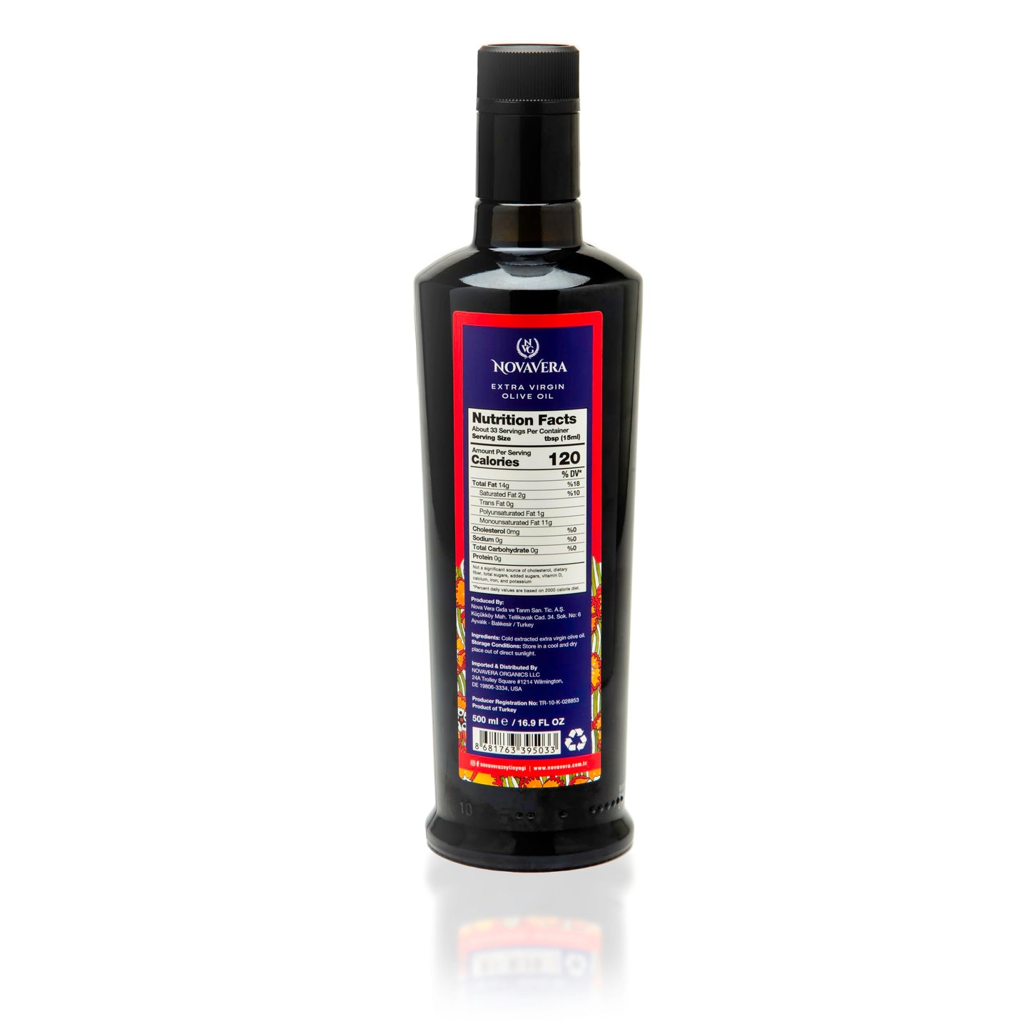 Nvg Novavera Trilye Polyphenol Rich Olive Oil, Medium, Pungency And Fruitiness With A Peppery Finish Extra Virgin Olive Oil, Evo