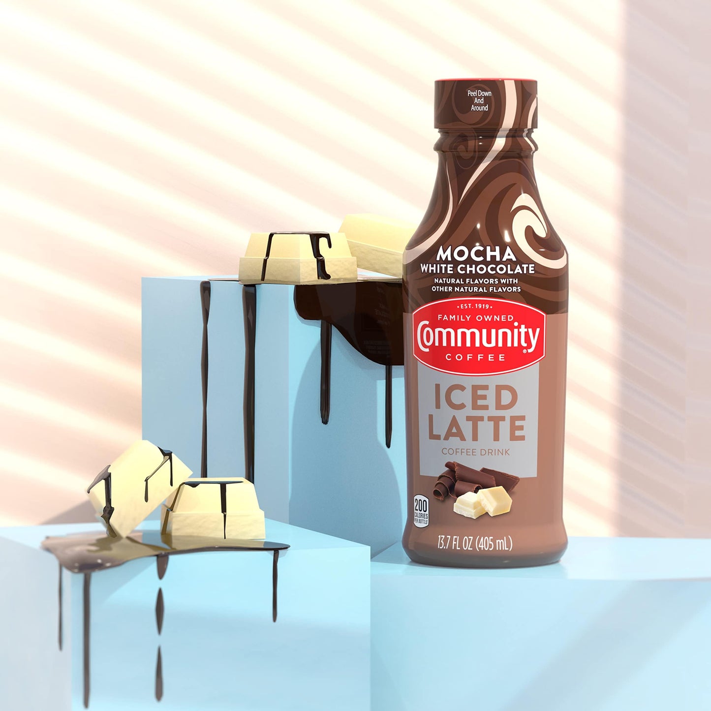 Community Coffee Mocha White Chocolate Iced Latte Ready To Drink 13.7 Ounce Bottle (Pack Of 12)