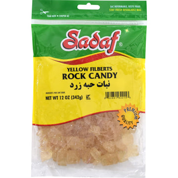 Sadaf Rock Candy Yellow Filbert - Rock Candy Yellow For Baking And Drinks - Food Flavoring Candy Rocks - Resealable 12 Oz Bag