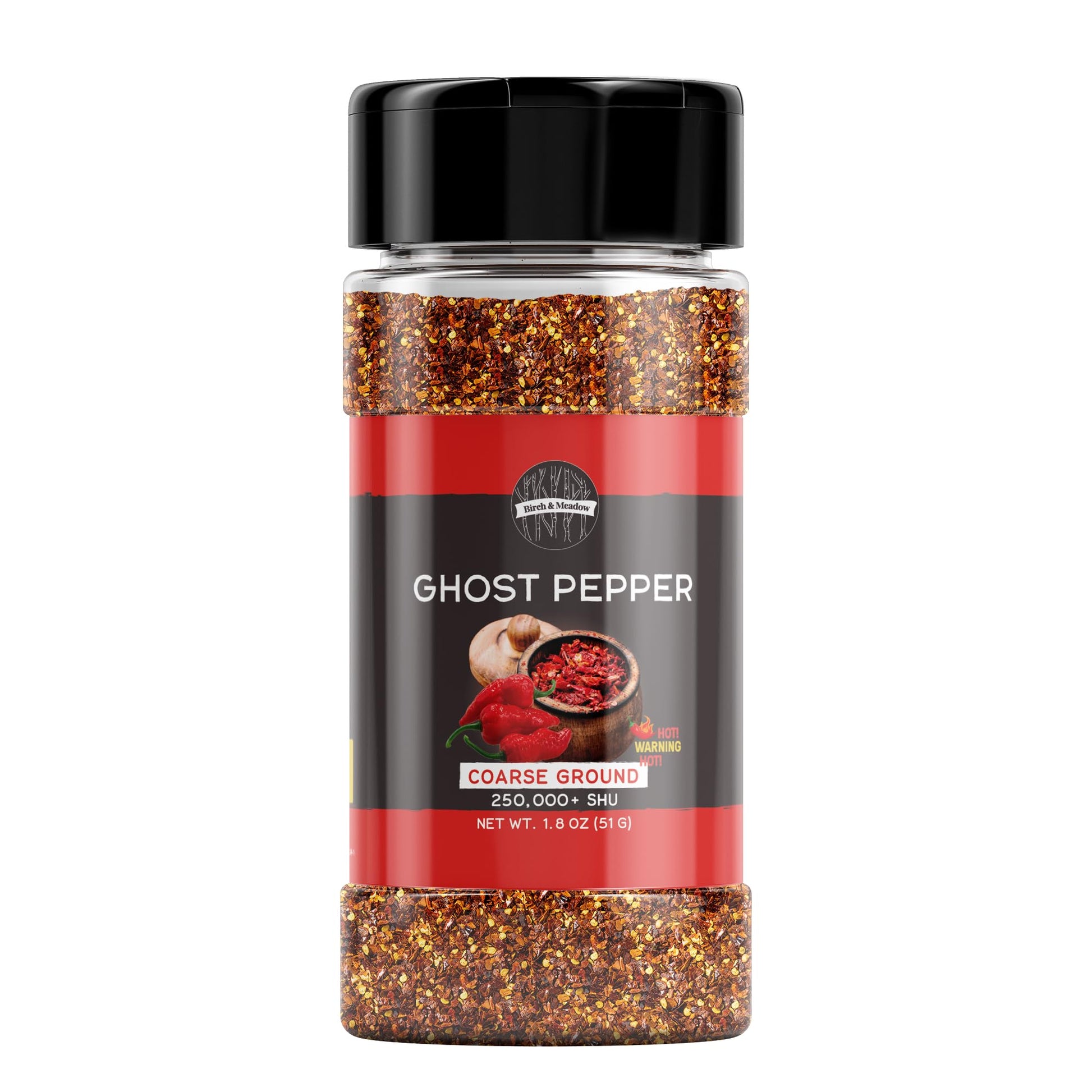 Birch & Meadow, Ghost Pepper Flakes, 250,000+ Shu, Extremely Hot Bhut Jolokia Chile Peppers (1.8 Ounce)