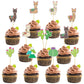 Llama Cactus Cupcake Toppers Party Cake Toppers 48Pcs, Mexican Fiesta Alpaca Cactus Theme Party Supplies Cake Decorations For Ba