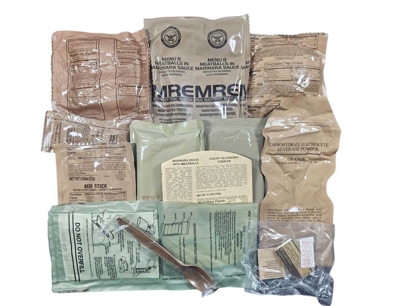 EPIDEMIC PROOF Genuine USGI MRE Meal Ready to Eat with Meatballs in Marinara, 1.5 lbs, Inspection Date 01/2026 or Newer, New Packaging