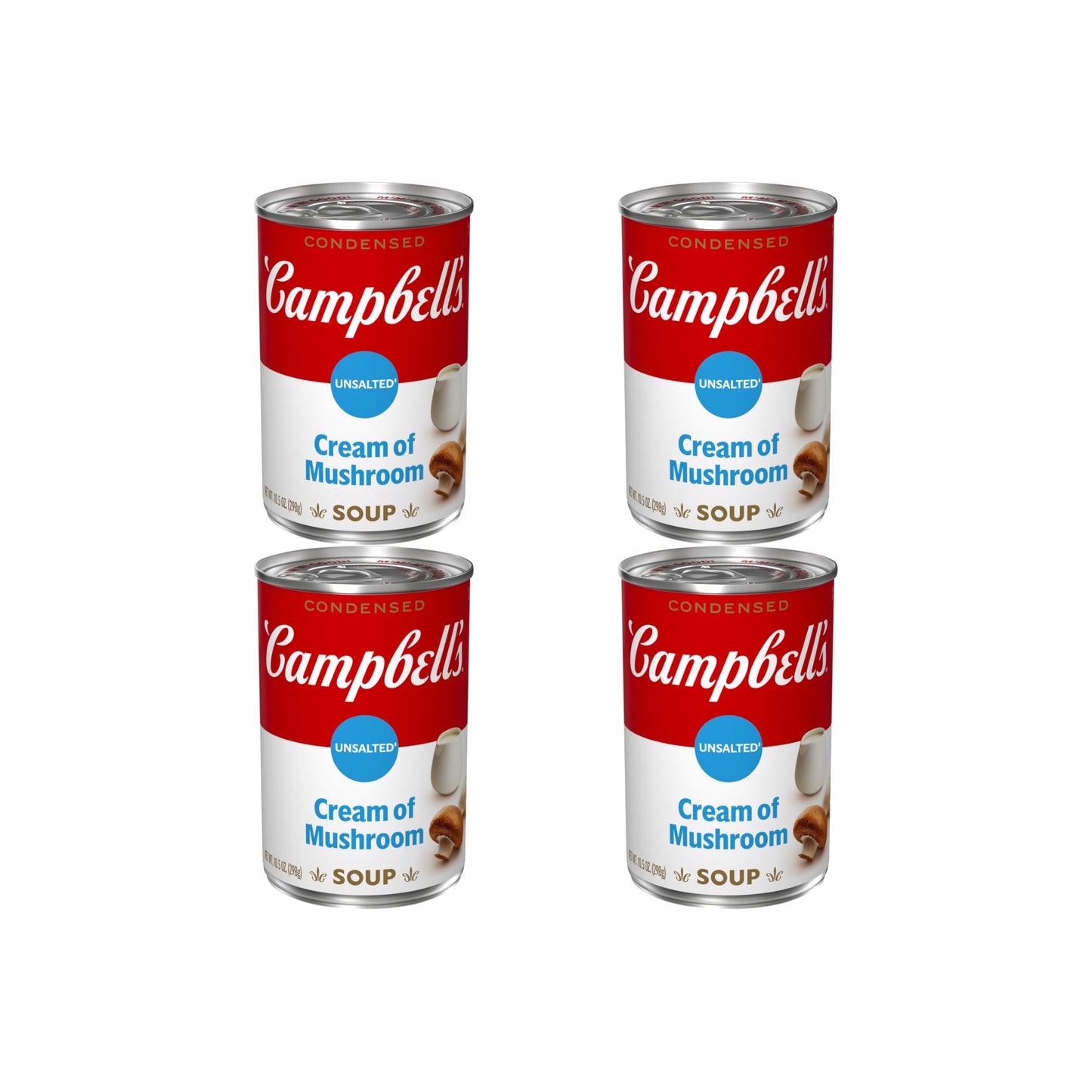 Campbells Condensed Unsalted Cream of Mushroom Soup, 10.5 Ounce Can (Pack of 4)