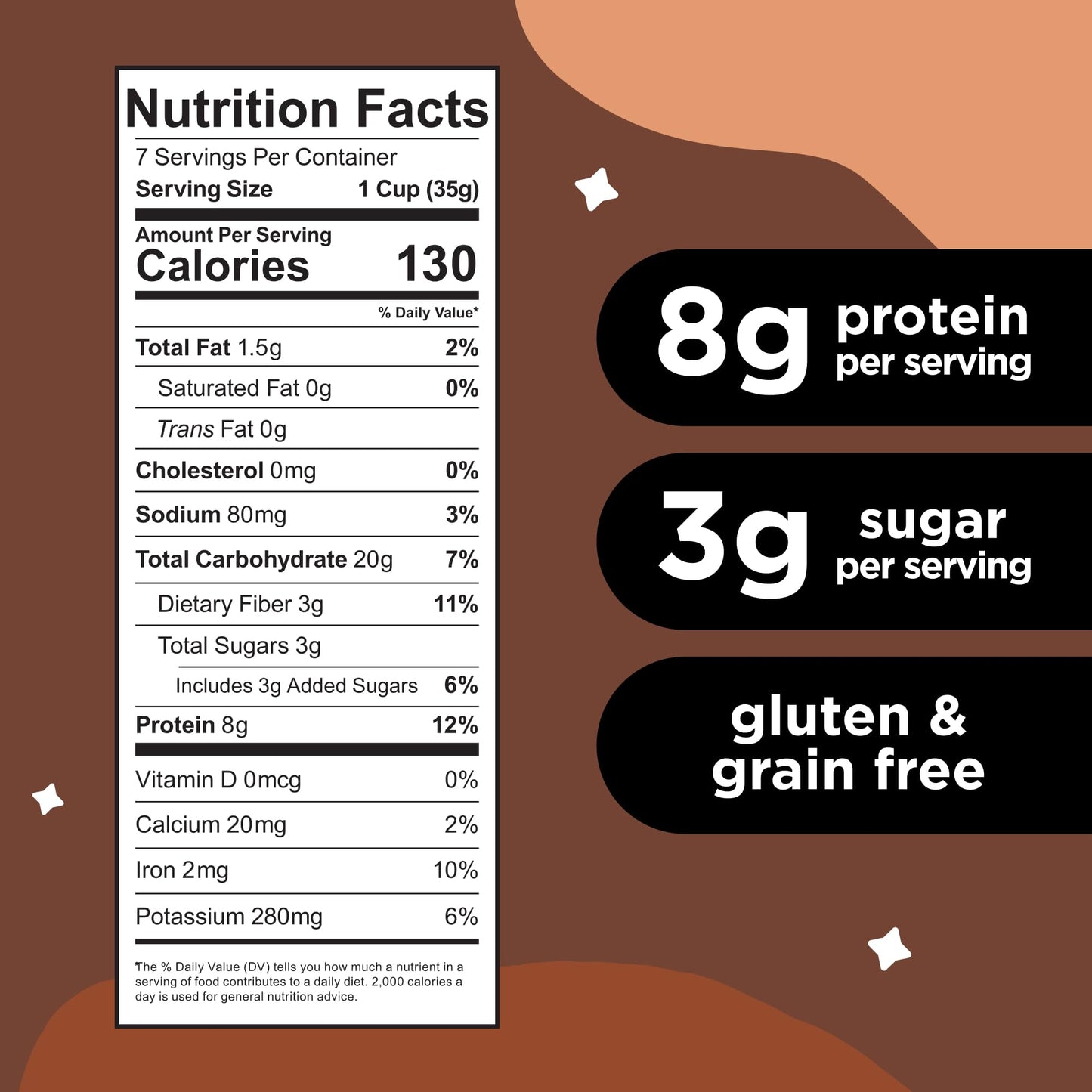 Three Wishes Grain-Free & Protein Cereal - Healthy, Low Sugar & Gluten-Free Breakfast Cereal - Low Carb, Plant-Based, Vegan & No