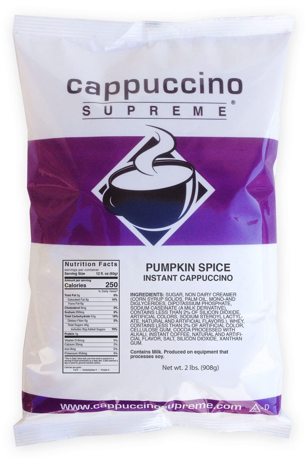 Cappuccino Supreme 2 Lb Bag Pumpkin Spice Instant Cappuccino Mix
