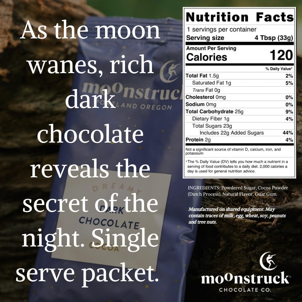 Moonstruck Chocolate Single Serve Dreamy Dark Chocolate Hot Chocolate Packets, 8 Count (Pack Of 1)