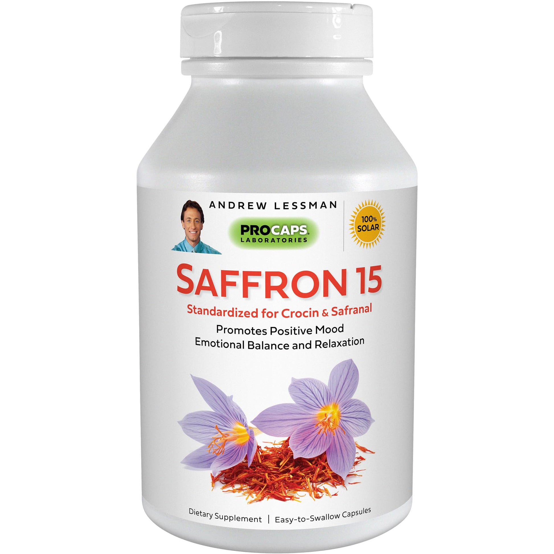 ANDREW LESSMAN Saffron Extract Capsules - 20mg, 240 Count - Promotes Mood and Relaxation, Easy to Swallow