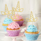 Gyufise 24Pcs Unic Horn Cupcake Toppers Gold Glitter Unin Cupcake Picks For Unin Theme Baby Shower Birthday Wedding Engagement P