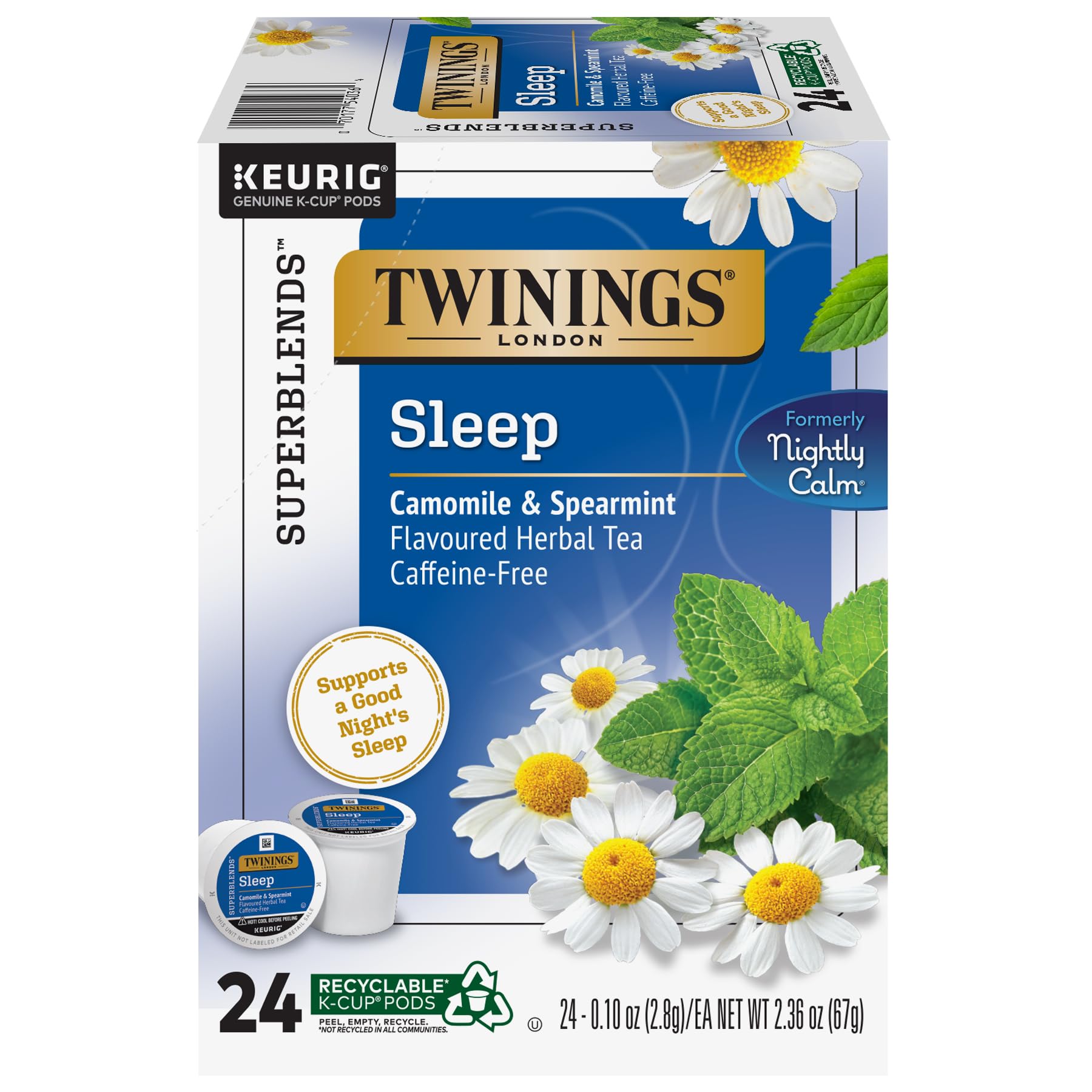 Twinings Nightly Calm Herbal Tea K-Cup Pods, 24 Count, Compatible with Keurig