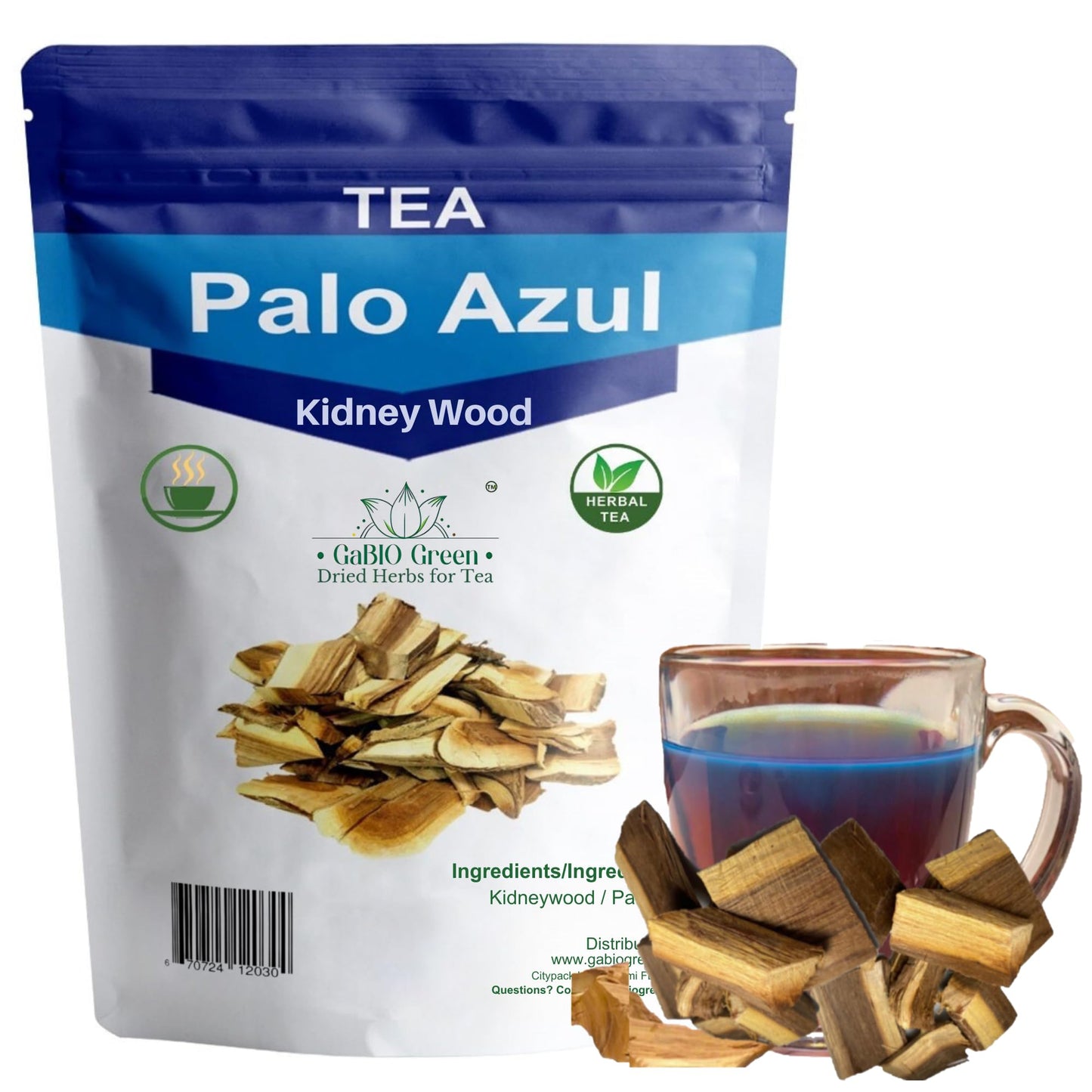 Palo azul  Kidney Wood (16.1oz/1 Pound)  Blue Stick Herbal Tea Bark  palo azul tea  Resealable Bag (16.1 Ounce)