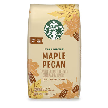 Starbucks Flavored Ground Coffee, Light Roast Coffee, Maple Pecan, Fall Limited Edition, 6 Bags (11 Oz)