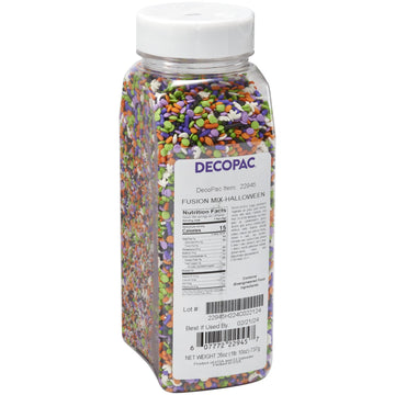 Decopac Halloween Fusion Mix Sprinkles, 26Oz, Shaped Candy Sprinkles In Handheld Container, Edible Decorations For Celebration Cakes, Cupcakes, Cookies And Donuts