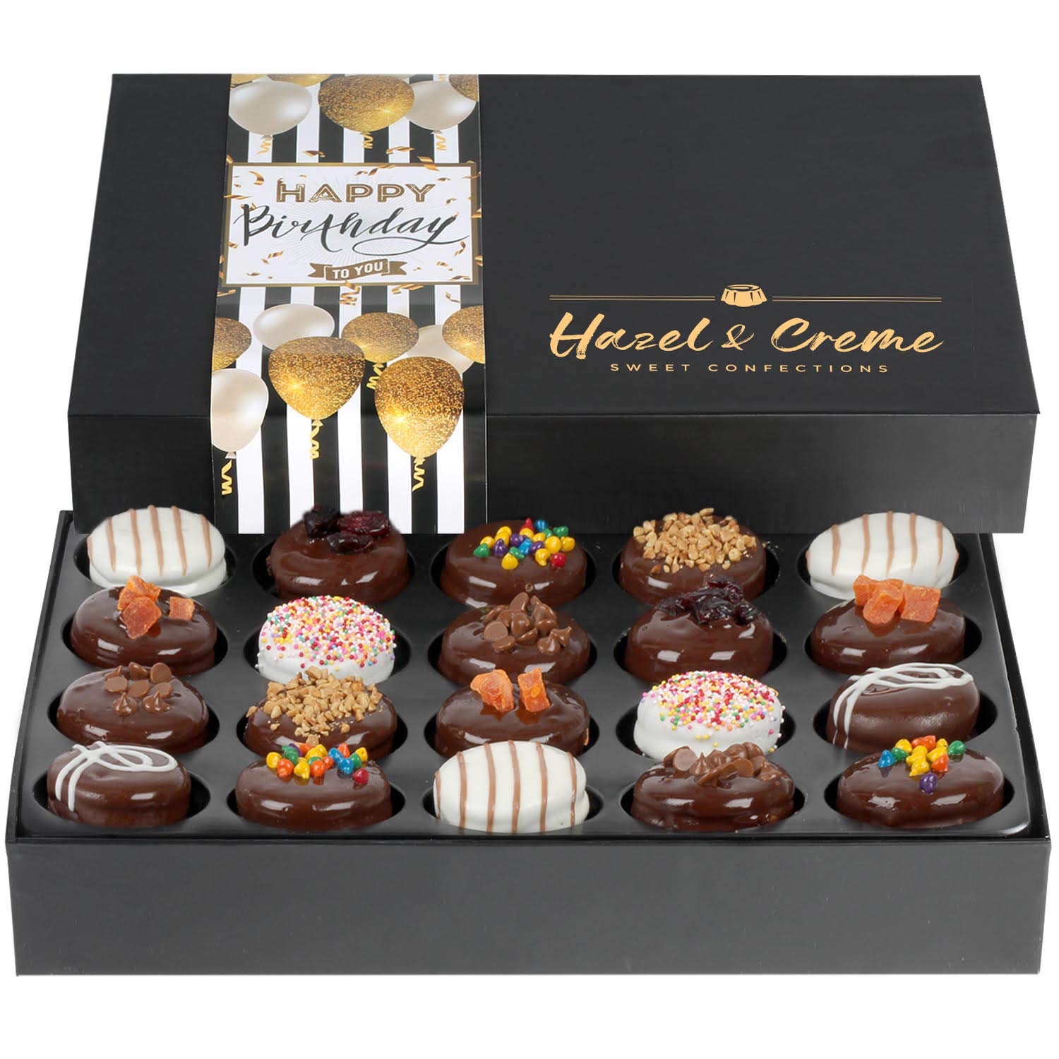 Gourmet Birthday Gift Basket - Happy Birthday Handcrafted Chocolate-Covered Cookies - Elegant Chocolate Gift Box For Celebrations