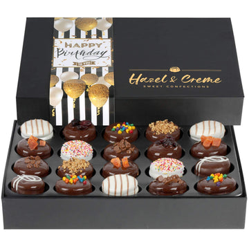 Gourmet Birthday Gift Basket - Happy Birthday Handcrafted Chocolate-Covered Cookies - Elegant Chocolate Gift Box For Celebrations