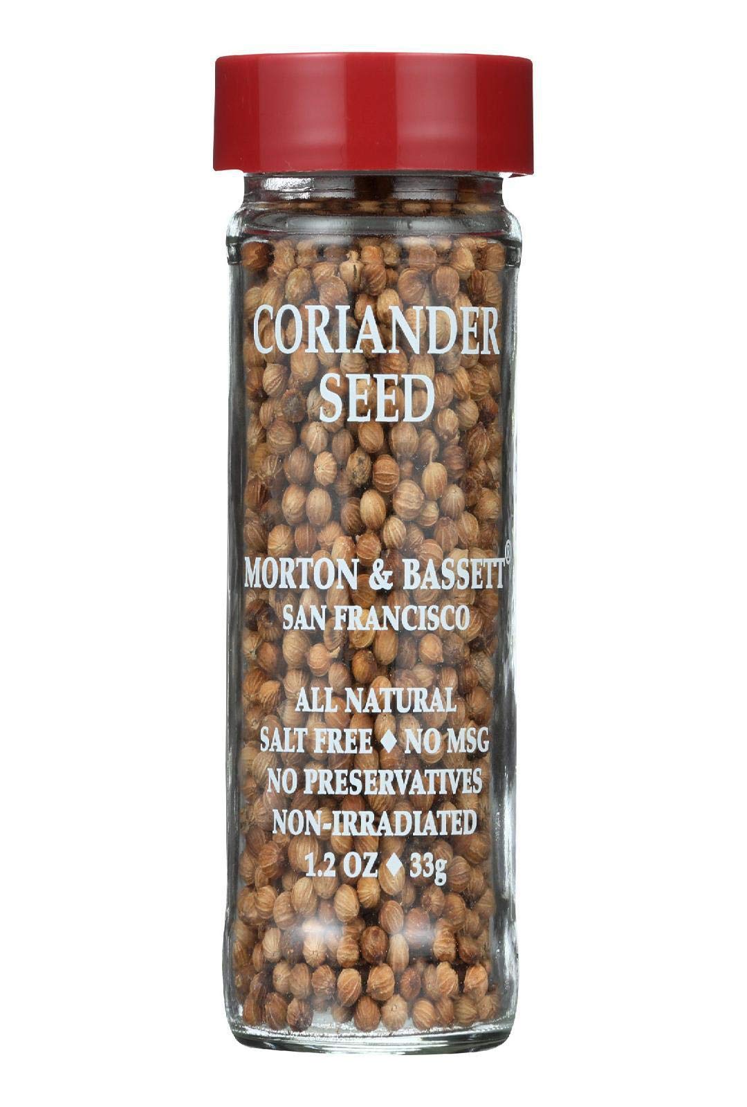 Morton & Bassett Coriander Seeds, 1.2 oz – Non-GMO, Salt-Free, Citrusy and Warm Spice for Curries, Pickling & Baking
