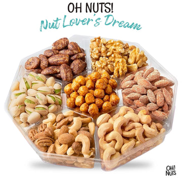 Oh! Nuts Nuts Gift Basket - 7 Variety Roasted Salted Nuts - 1.8 LB Gourmet Assortment for Gifts - Premium 28 Ounces