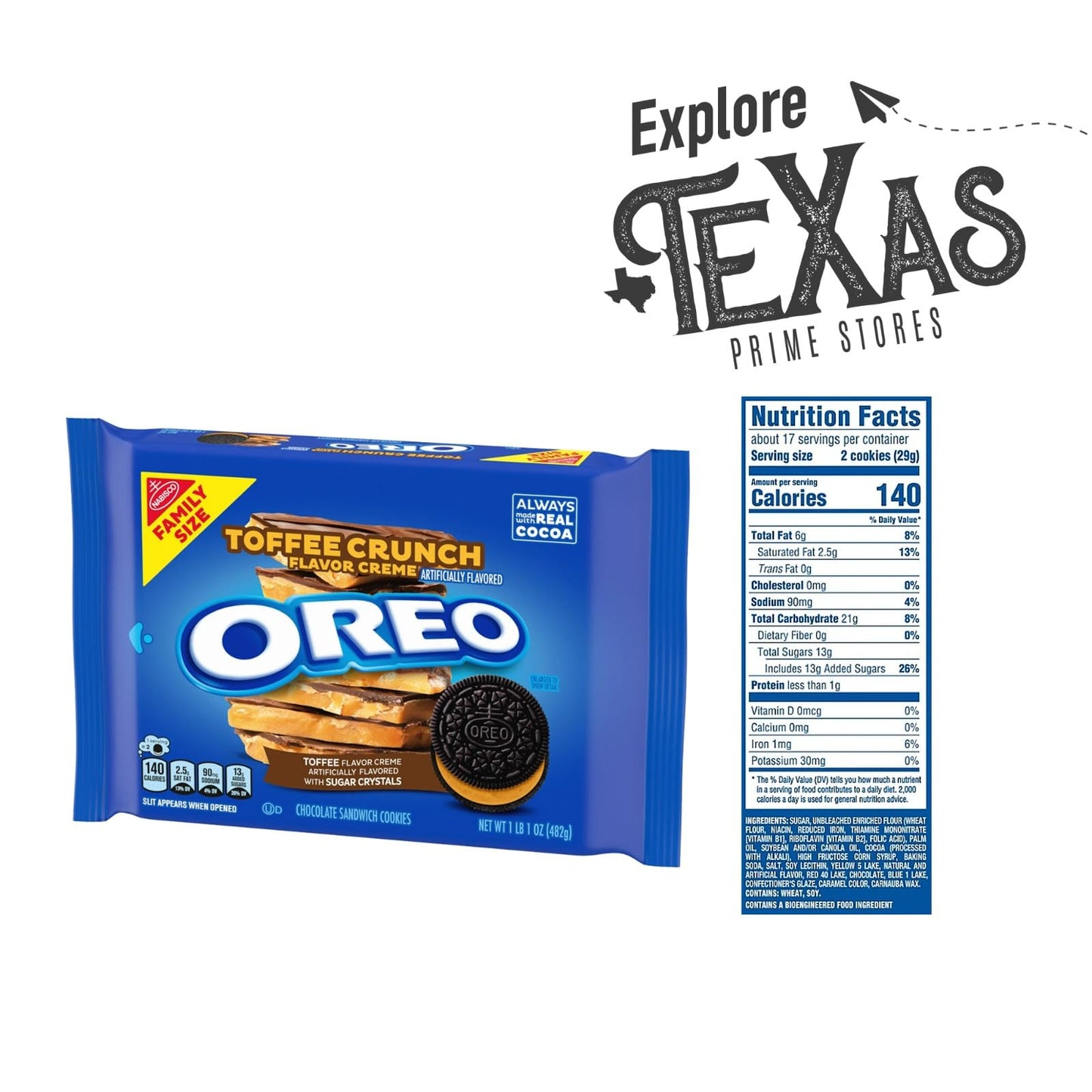 Oreo Flavored 4- Pack Of Toffee Sandwich Cookies, Family Size Pouch 17 Oz + 1 Freebie By Lavinia Essentials