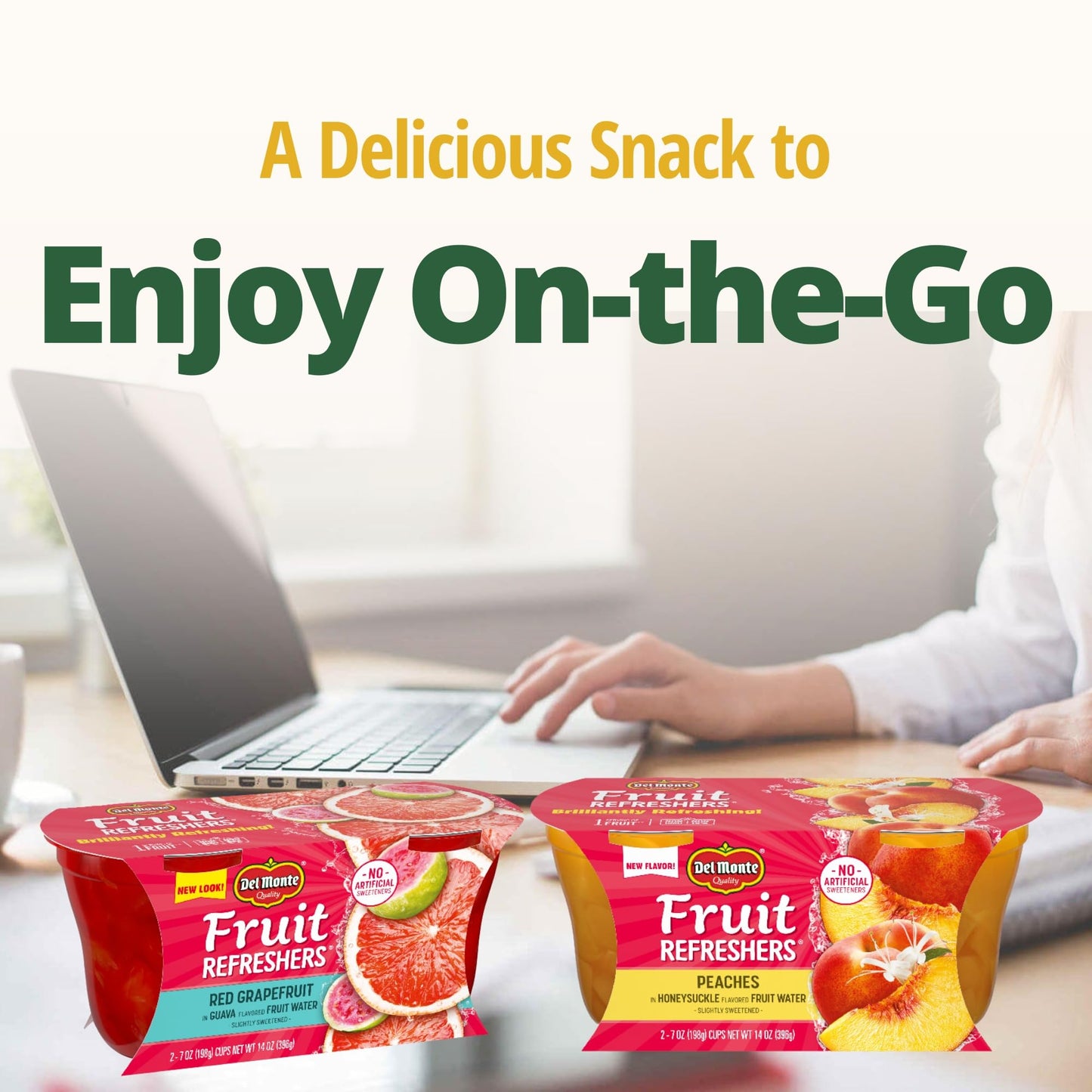 Del Monte Fruit Refreshers Peaches in Honeysuckle Flavored Water, 7 oz, 2 Count - Pack of 6, Refreshing Fruit Drink