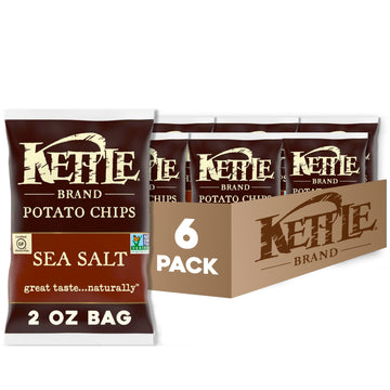Kettle Brand Potato Chips, Sea Salt Kettle Chips, Snack Bag, 2 Oz (Pack Of 6)