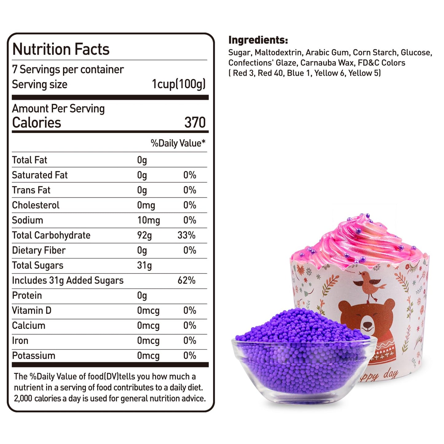 Nonpareils Sprinkles, Edible Purple Sprinkles, Food Grade Bulk 800G, Cake Toppers And Cake Decorations, Ice Cream, Wedding Party