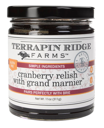 Terrapin Ridge Farms Cranberry Relish with Grand Marnier - Tart Cranberries  Apples & Grand Marnier for a Sophisticated Relish - Perfect for Turkey  Stuffing  and Appetizers - 11 oz Jar