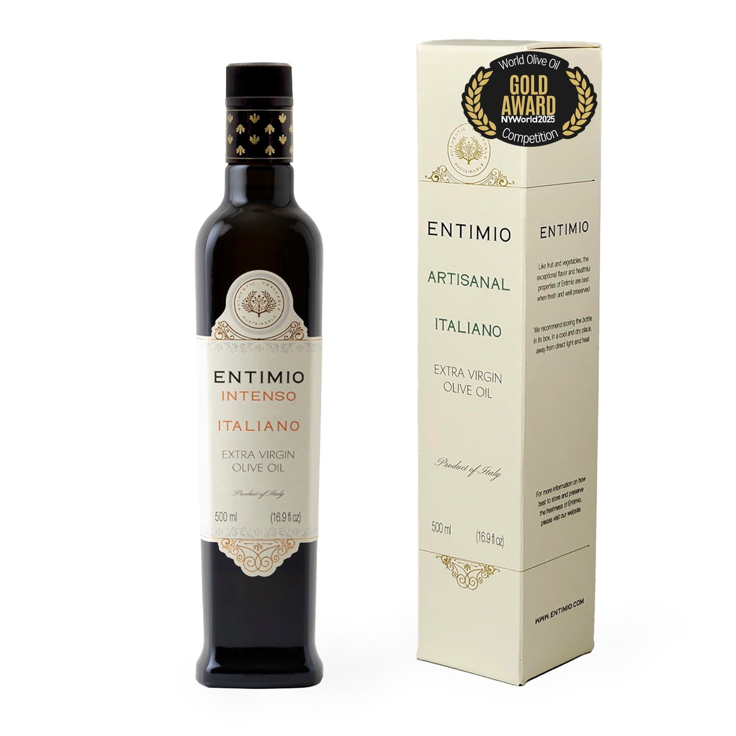 ENTIMIO Organic Extra Virgin Olive Oil, Polyphenol Rich, Cold Extracted, 16.9 Fl Oz, Early Harvest 2024-2025, Gold Winner, Puglia, Italy